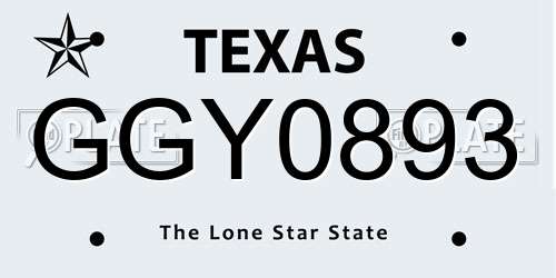 GGY0893 Texas License Plate