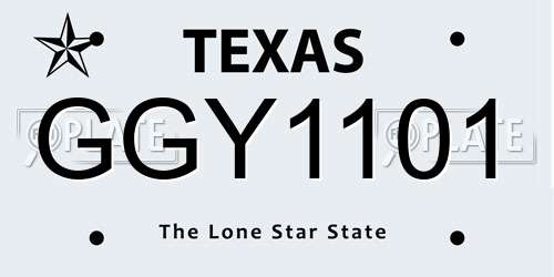 GGY1101 Texas License Plate