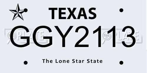 GGY2113 Texas License Plate