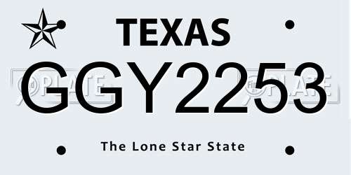 GGY2253 Texas License Plate