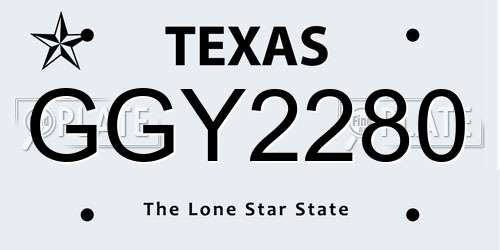 GGY2280 Texas License Plate