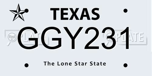 GGY231 Texas License Plate