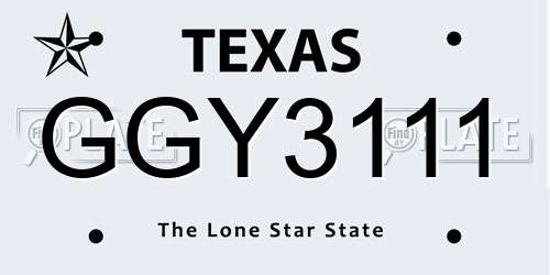 GGY3111 Texas License Plate