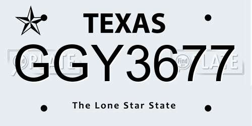 GGY3677 Texas License Plate