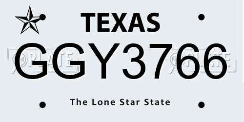 GGY3766 Texas License Plate