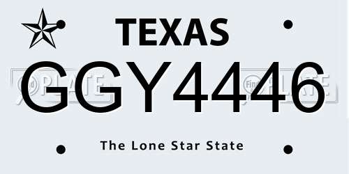 GGY4446 Texas License Plate