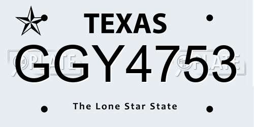 GGY4753 Texas License Plate