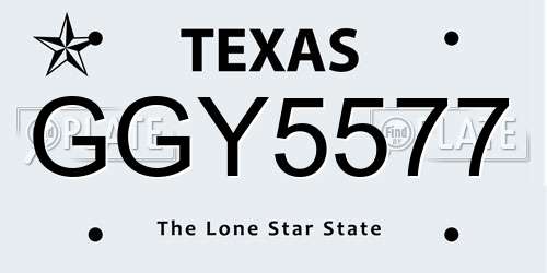 GGY5577 Texas License Plate