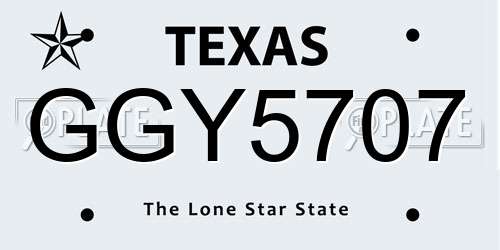 GGY5707 Texas License Plate