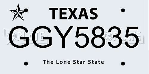 GGY5835 Texas License Plate
