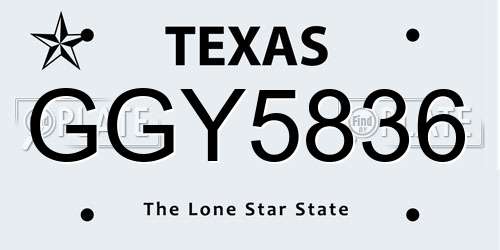 GGY5836 Texas License Plate