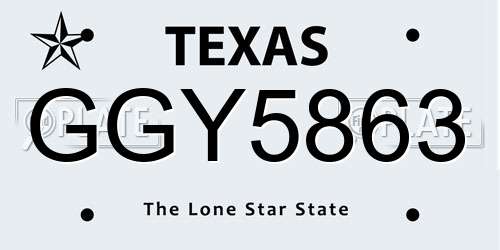 GGY5863 Texas License Plate