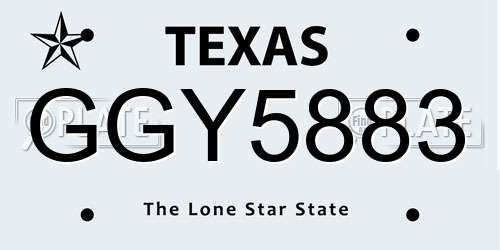GGY5883 Texas License Plate