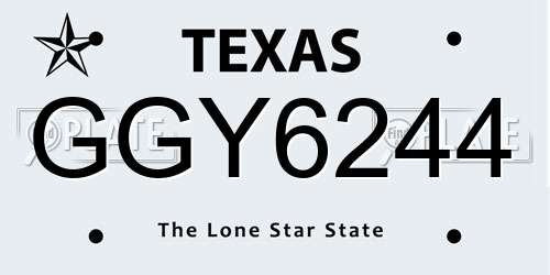 GGY6244 Texas License Plate