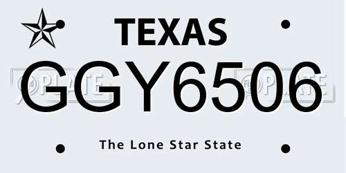 GGY6506 Texas License Plate