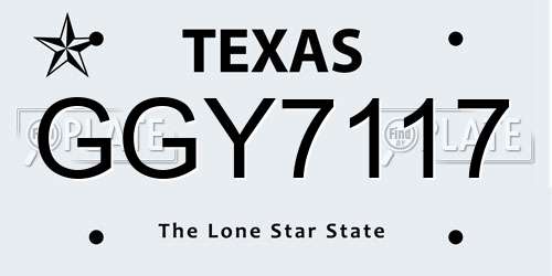 GGY7117 Texas License Plate