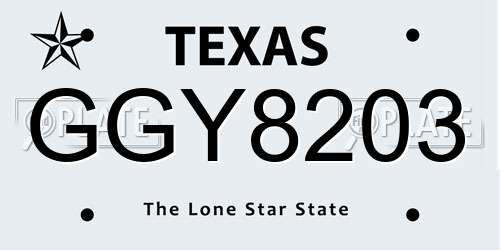 GGY8203 Texas License Plate
