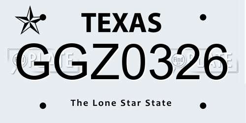GGZ0326 Texas License Plate