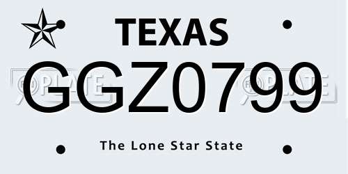 GGZ0799 Texas License Plate