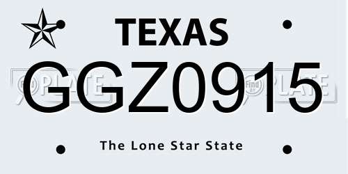 GGZ0915 Texas License Plate