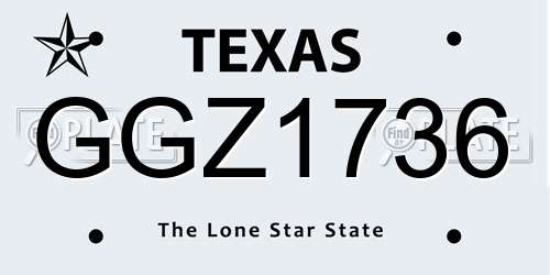GGZ1736 Texas License Plate