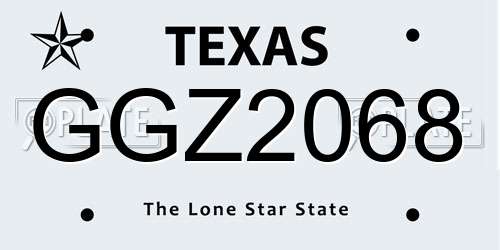 GGZ2068 Texas License Plate