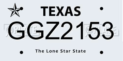 GGZ2153 Texas License Plate