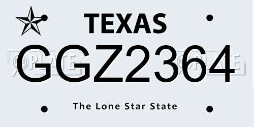 GGZ2364 Texas License Plate