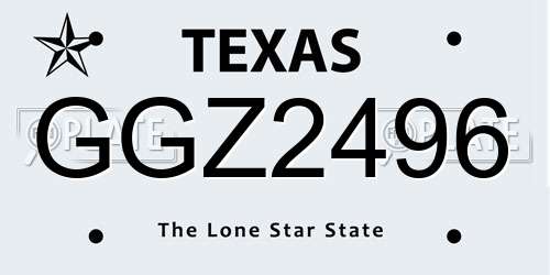 GGZ2496 Texas License Plate