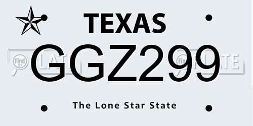 GGZ299 Texas License Plate