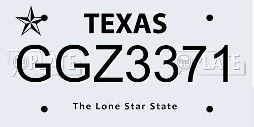GGZ3371 Texas License Plate