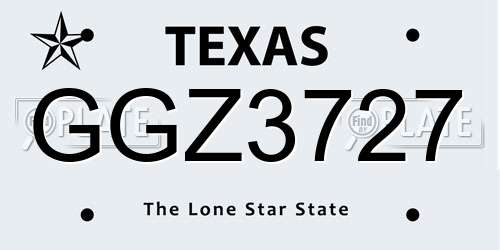 GGZ3727 Texas License Plate
