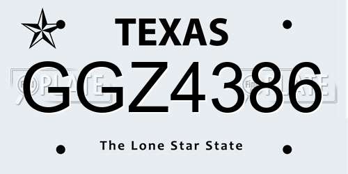 GGZ4386 Texas License Plate