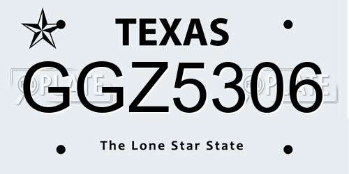GGZ5306 Texas License Plate