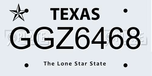 GGZ6468 Texas License Plate