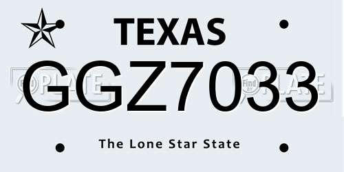 GGZ7033 Texas License Plate