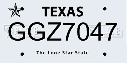 GGZ7047 Texas License Plate