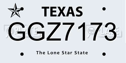 GGZ7173 Texas License Plate