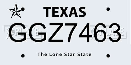 GGZ7463 Texas License Plate