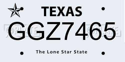 GGZ7465 Texas License Plate