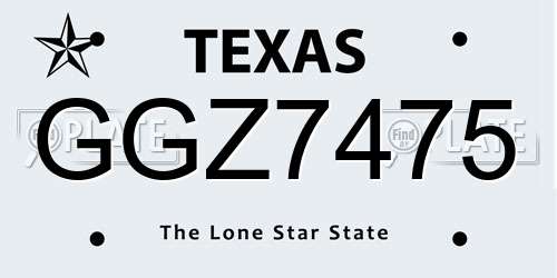 GGZ7475 Texas License Plate