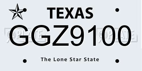 GGZ9100 Texas License Plate