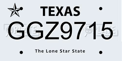 GGZ9715 Texas License Plate