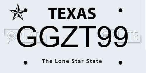 GGZT99 Texas License Plate