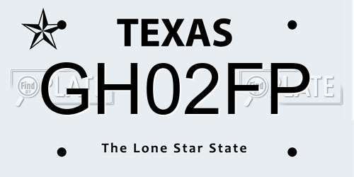 GH02FP Texas License Plate