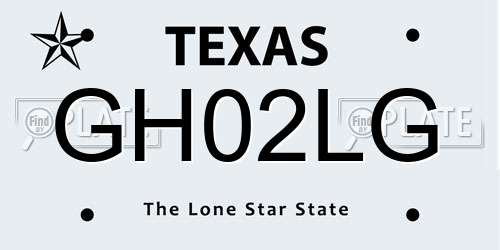 GH02LG Texas License Plate