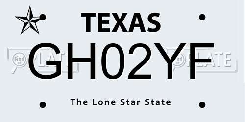 GH02YF Texas License Plate