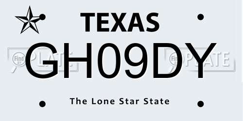 GH09DY Texas License Plate