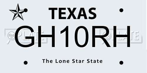 GH10RH Texas License Plate