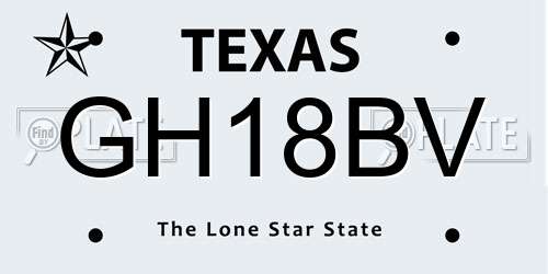 GH18BV Texas License Plate